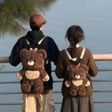 Couple'S Bag Love Bear Cute Versatile Plush Bag Shoulder Backpack Doll Doll Small Schoolbag Women Men Brown Bags thumbnail
