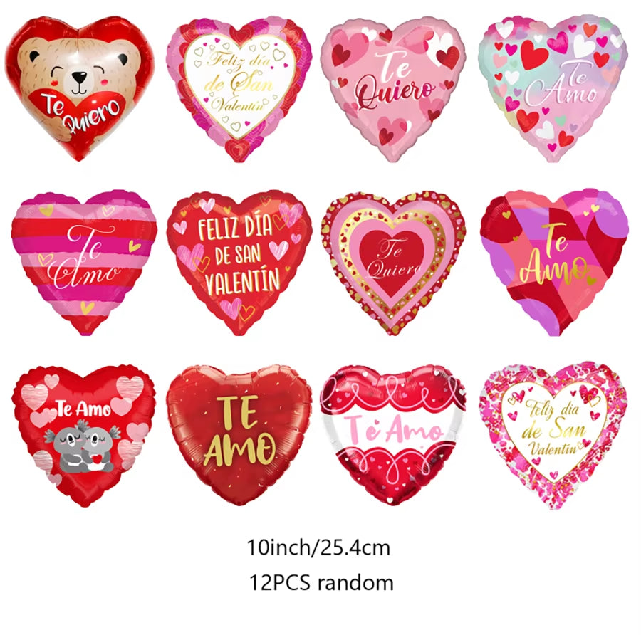 12Pcs 10 Inch Random Spanish I Love You Love Balloon Valentine'S Day Birthday Wedding Anniversary Party Decoration