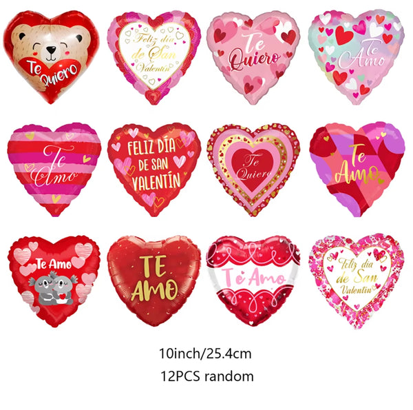 12Pcs 10 Inch Random Spanish I Love You Love Balloon Valentine'S Day Birthday Wedding Anniversary Party Decoration
