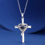 Languages I Love You Projection Necklace Pendant Love Cross Pendant Necklace Memorial Jewelry for Women thumbnail