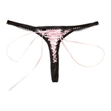 Ladies Super Sexy Lace up Thongs Lingerie Black Strap Crochet Trim Pink Bandage Lace up Panties Sexy Exposed Erotic G-Strings thumbnail