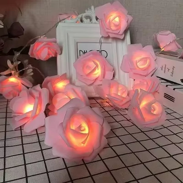 1.5M Artificial Rose Led Light String Romantic Valentine'S Day Proposal Glow Rose Mother'S Day Wedding Simulation Rose Light DIY