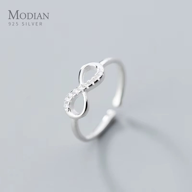 Symbolize Love Mobius Sterling Silver 925 Infinite Love Ring for Women Free Size Ring Fine Jewelry Valentine'S Gift