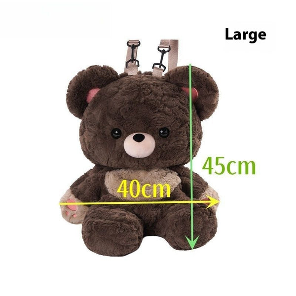 Couple'S Bag Love Bear Cute Versatile Plush Bag Shoulder Backpack Doll Doll Small Schoolbag Women Men Brown Bags