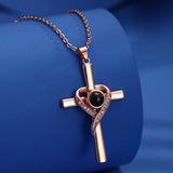 Languages I Love You Projection Necklace Pendant Love Cross Pendant Necklace Memorial Jewelry for Women thumbnail