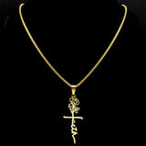 Cross Rose Necklace 18K Gold thumbnail