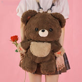 Couple'S Bag Love Bear Cute Versatile Plush Bag Shoulder Backpack Doll Doll Small Schoolbag Women Men Brown Bags thumbnail