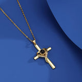 Languages I Love You Projection Necklace Pendant Love Cross Pendant Necklace Memorial Jewelry for Women thumbnail