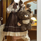 Couple'S Bag Love Bear Cute Versatile Plush Bag Shoulder Backpack Doll Doll Small Schoolbag Women Men Brown Bags thumbnail
