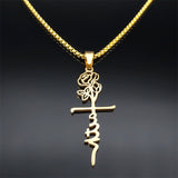 Cross Rose Necklace 18K Gold thumbnail