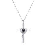 Languages I Love You Projection Necklace Pendant Love Cross Pendant Necklace Memorial Jewelry for Women thumbnail