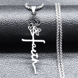 Cross Rose Necklace 18K Gold thumbnail
